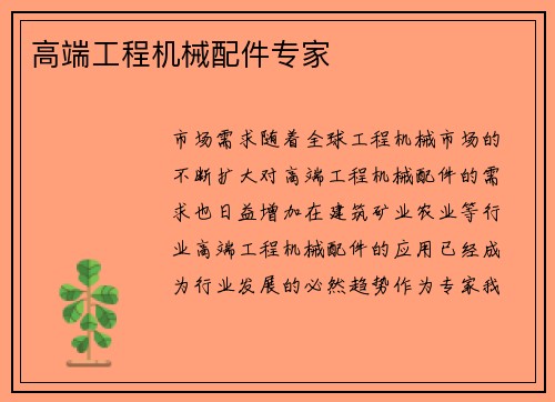 高端工程机械配件专家